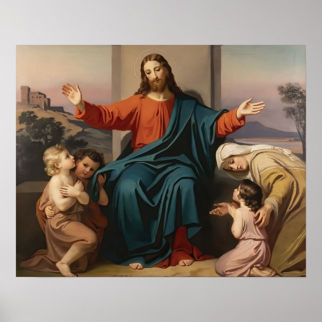 Jesus Children Come to Me Bible Verse Melchior Poster (Front)
