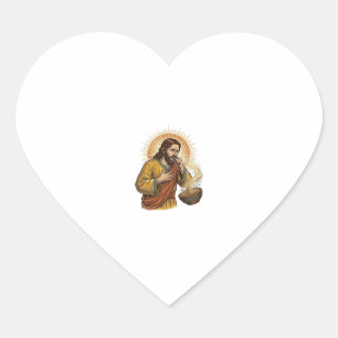 Jesus Choking Dry Tortilla Chip Crumb Food Humor_1 Heart Sticker