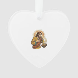 Jesus Choking Dry Tortilla Chip Crumb Food Humor_1 Ornament