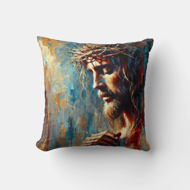 Jesus Chris Throw Pillow (Front)