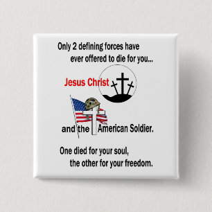 Jesus Christ and the American Soldier 2 Inch Square Button