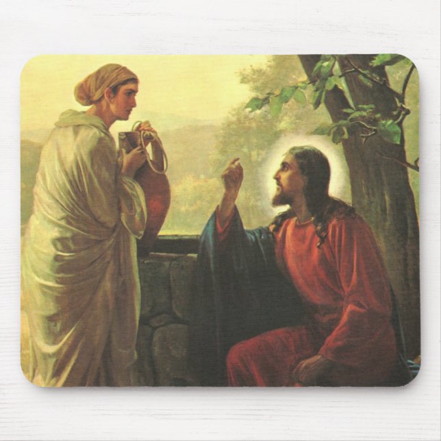 Jesus Christ and the Good Samaritan at the Well Mouse Pad (Front)