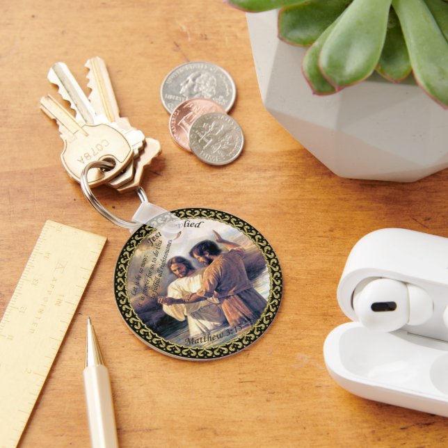 Jesus Christ Baptism image one Keychain (Desk)