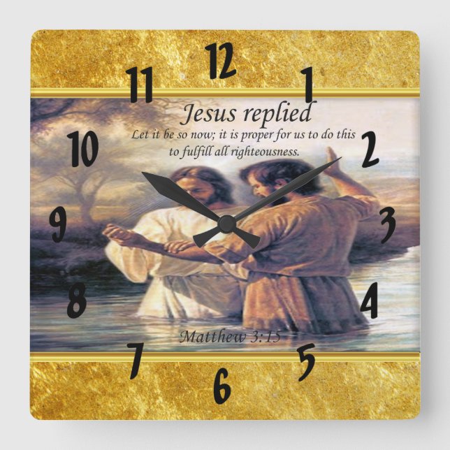 Jesus Christ Baptism image one Square Wall Clock (Front)