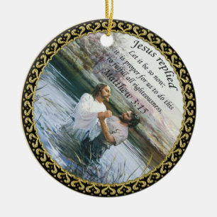 Jesus Christ Baptism image two Ceramic Ornament