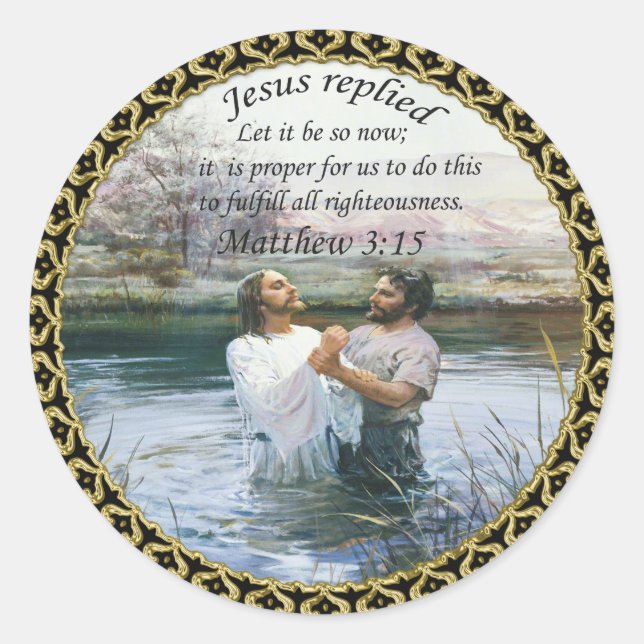 Jesus Christ Baptism image two Classic Round Sticker (Front)