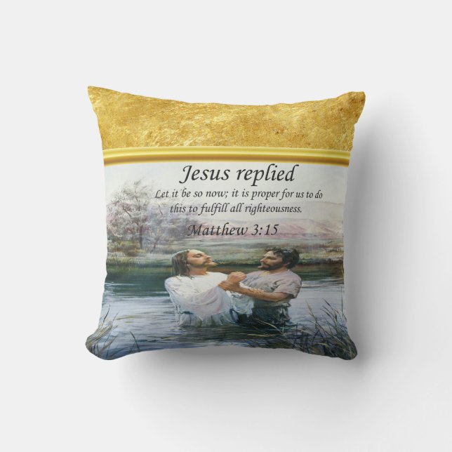 Jesus Christ Baptism image two Throw Pillow (Front)