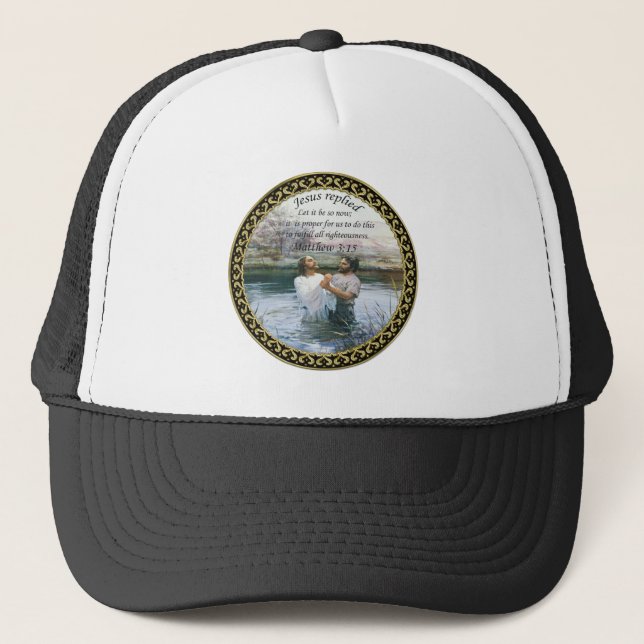 Jesus Christ Baptism image two Trucker Hat (Front)