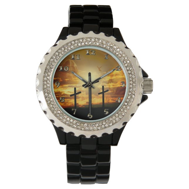 Jesus Christ Blessed Virgin Mary Dove Calvery Watch (Front)