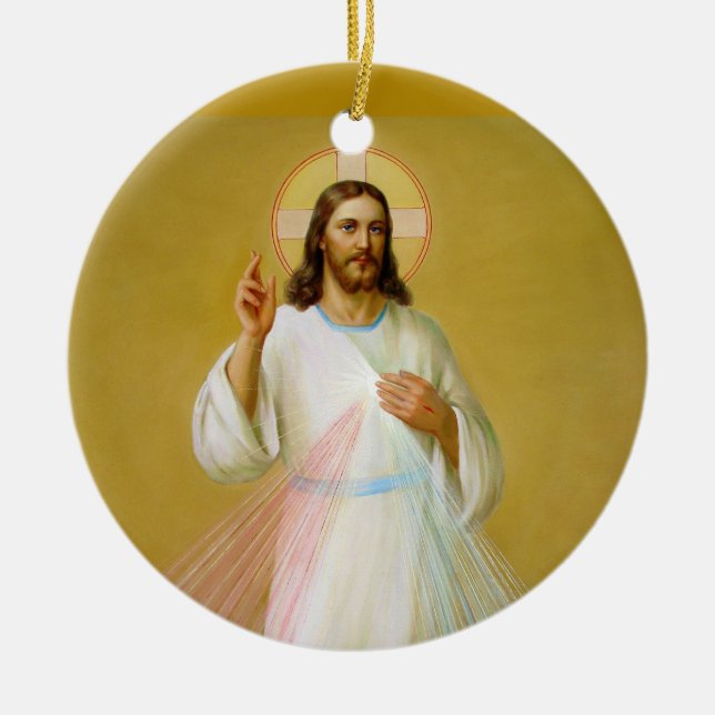 Jesus Christ blessing Ceramic Ornament (Front)