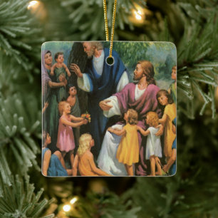 Jesus Christ Blessing Children, Vintage Religion Ceramic Ornament
