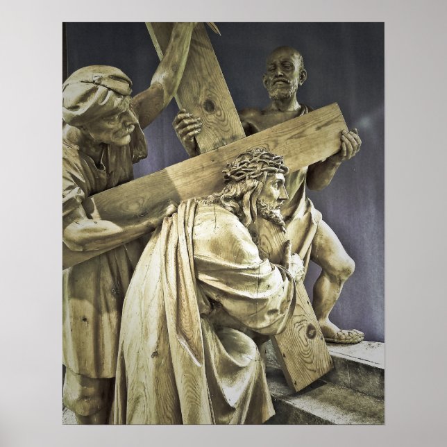 Jesus Christ Carrying Cross Poster (Front)