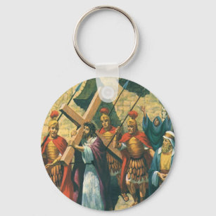 Jesus Christ Carrying the Cross to his Crucifixion Keychain
