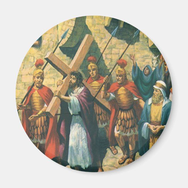 Jesus Christ Carrying the Cross to his Crucifixion Magnet (Front)