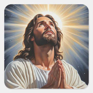 Jesus Christ Christian Art Square Sticker
