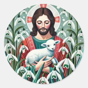 Jesus Christ Christian Easter Spring               Classic Round Sticker