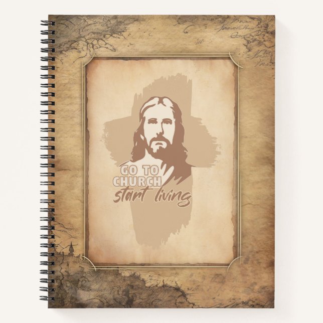 Jesus Christ. Christian Preacher Old Fashioned Notebook (Front)