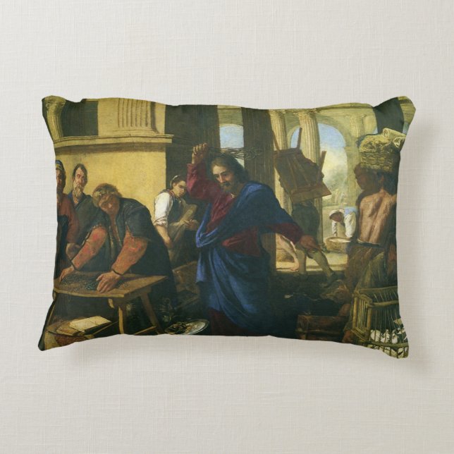 Jesus Christ Cleansing of the Temple Accent Pillow (Back)
