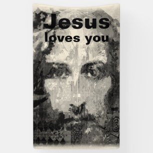 Jesus Christ Collage halftone black + your ideas Banner