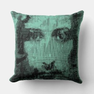 Jesus Christ Collage halftone black + your ideas Throw Pillow
