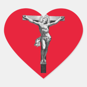 Jesus christ Cross Christian Faith Bible ART Heart Sticker