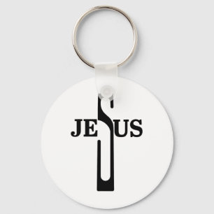 Jesus Christ Cross Christian Faith In God Mens Eas Keychain