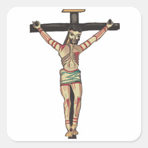 Jesus Christ Cross Crucifixion Watercolor art      Square Sticker