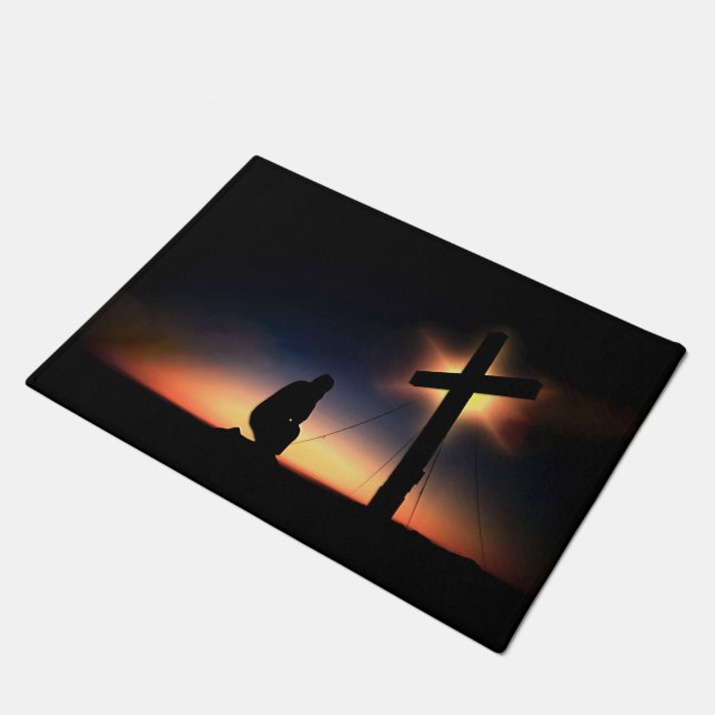 Jesus Christ Crucifixion Cross Doormat (Angled)