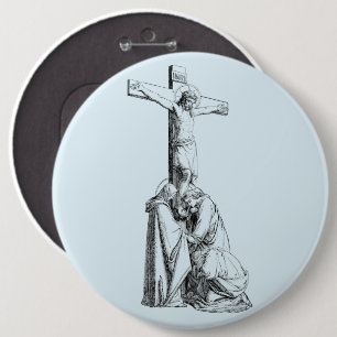 Jesus Christ Crucifixion cross Illustration art 6 Inch Round Button