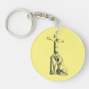 Jesus Christ Crucifixion cross Illustration art Keychain