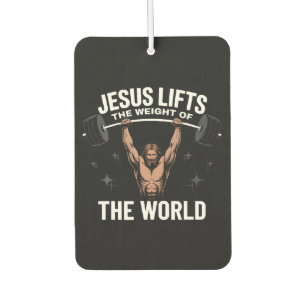 Jesus Christ Deadlifting Air Freshener