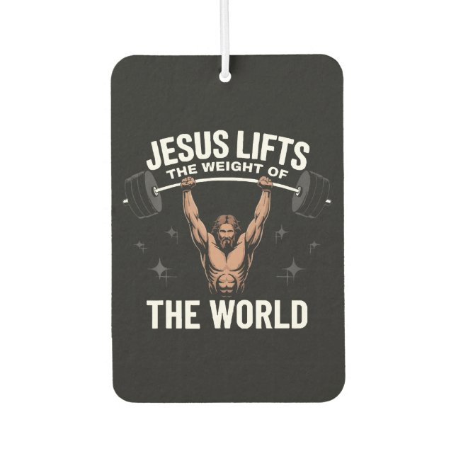 Jesus Christ Deadlifting Air Freshener (Front)