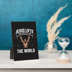Jesus Christ Deadlifting Plaque