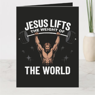 Jesus Christ Deadlifting Thank You Card