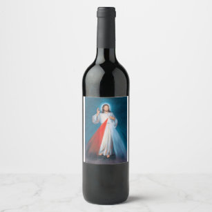 Jesus Christ Divine Mercy Sacred Heart of Jesus Wine Label