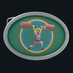 Jesus Christ doing the Clean and Jerk Belt Buckle<br><div class="desc">Colour: Pewter Wear your self-expression with this custom oval belt buckle. Printed in full, vibrant colour and finished with a UV resistant and waterproof coating, your image will display beautifully against this burnished silver belt buckle for years to come. This belt buckle arrives in a black felt bag that is...</div>