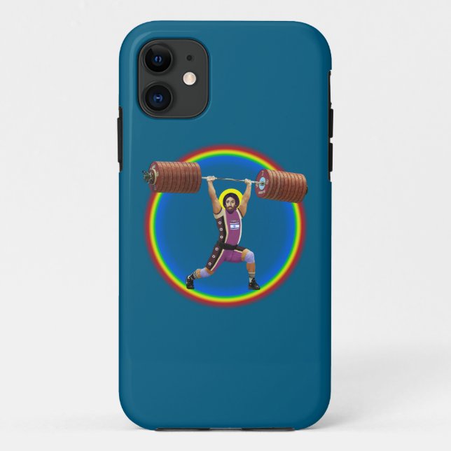 Jesus Christ doing the Clean and Jerk Case-Mate iPhone Case (Back)