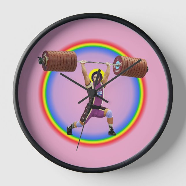 Jesus Christ doing the Clean and Jerk Clock (Front)