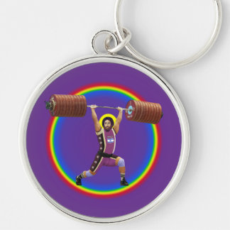 Jesus Christ doing the Clean and Jerk Keychain