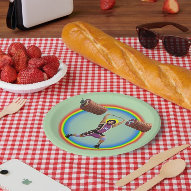 Jesus Christ doing the Clean and Jerk Paper Plate (Picnic)