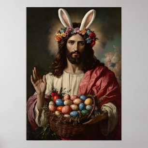 Jesus Christ Easter Portrait Meme Painting Poster