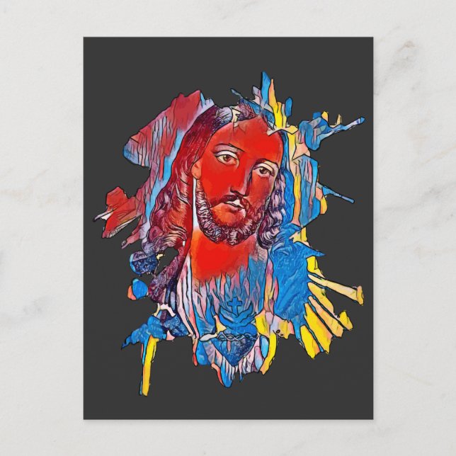 Jesus Christ Face sacred heart Abstract art Postcard (Front)