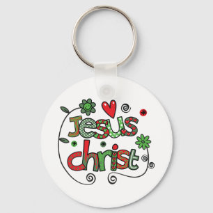Jesus Christ Festive Christian Typography Keychain