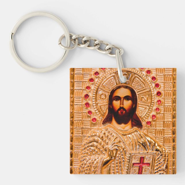 Jesus christ golden icon keychain (Front)