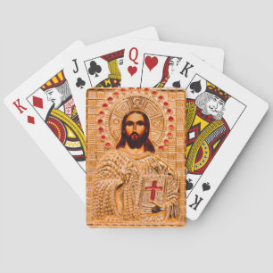 Jesus christ golden icon playing cards