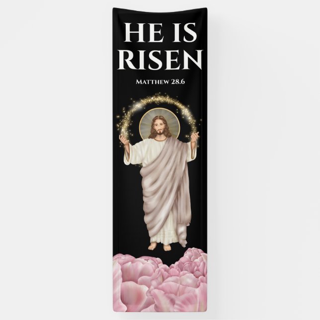 Jesus Christ he is risen catholic holiday  Banner (Vertical)