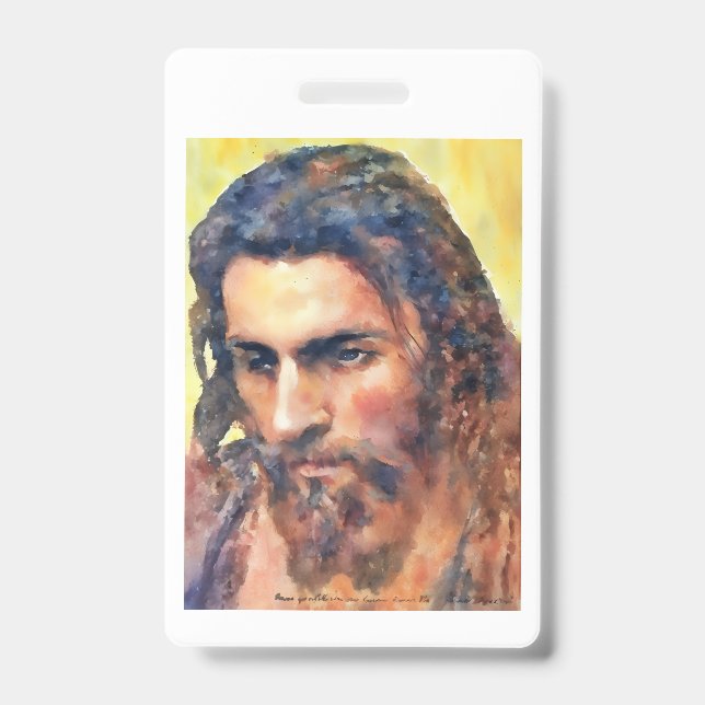 Jesus Christ head study before 1872 by I. Kramskoi Badge (Front)