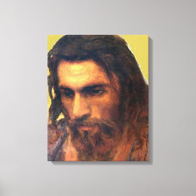 Jesus Christ head study before 1872 by I. Kramskoi Canvas Print (Front)