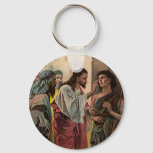 Jesus Christ healing the blind man Keychain