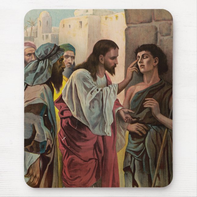 Jesus Christ healing the blind man Mouse Pad (Front)